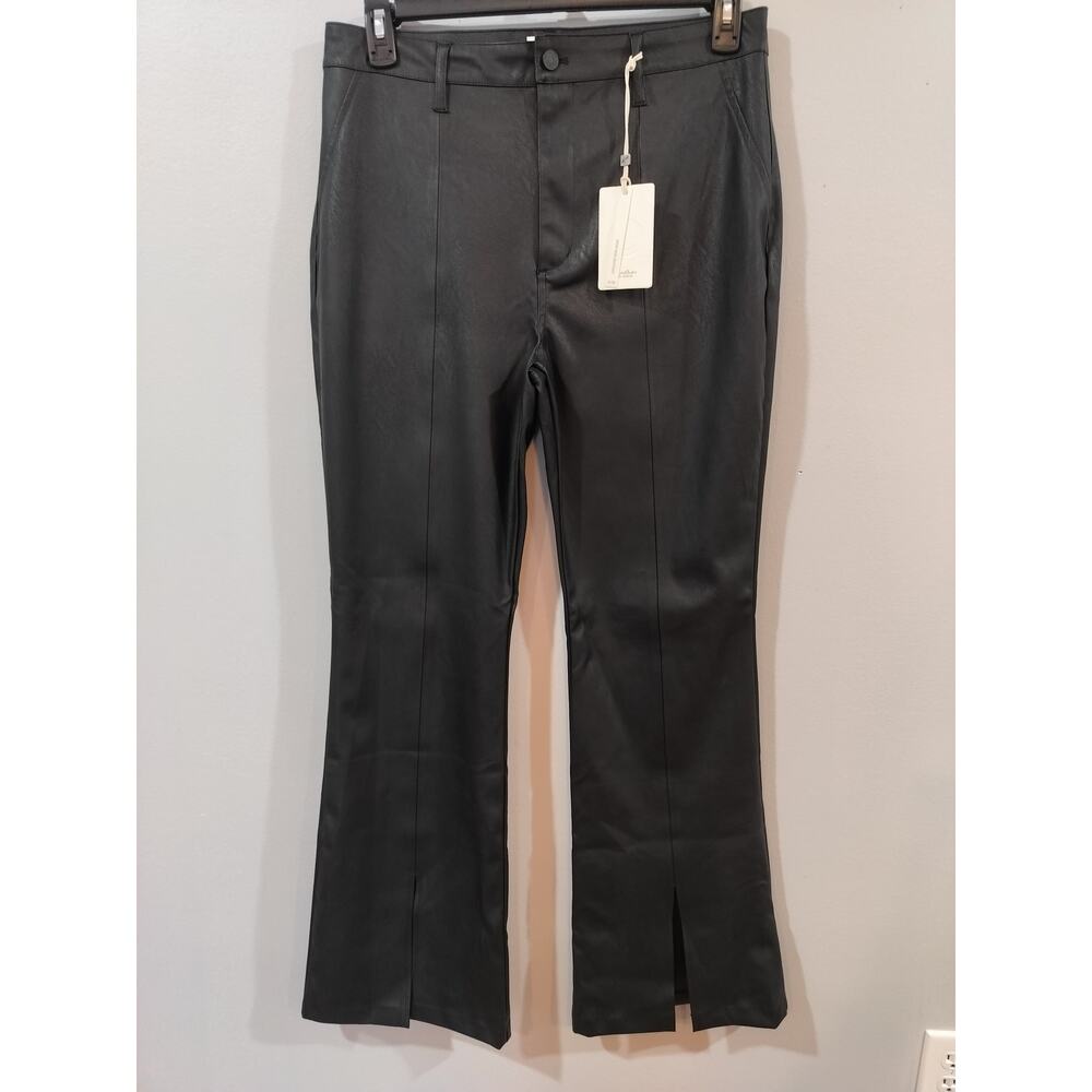 KanCan Faux Leather Pants Womens 13/30 Black High Rise Bootcut Stretch NWT